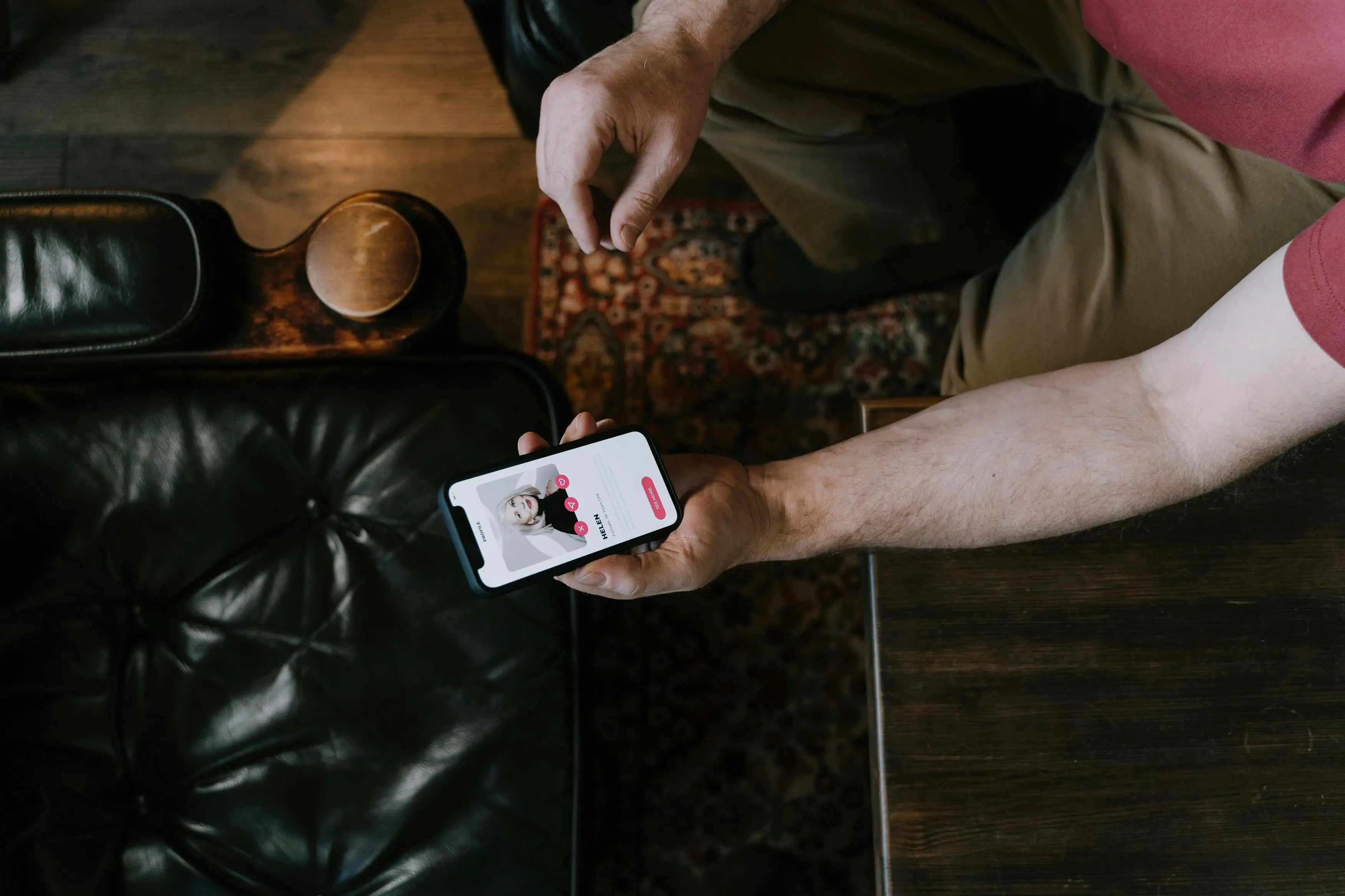 SHEVEREIGN blog banner image of a person using a dating app, symbolizing modern intimacy and the evolution of digital relationships