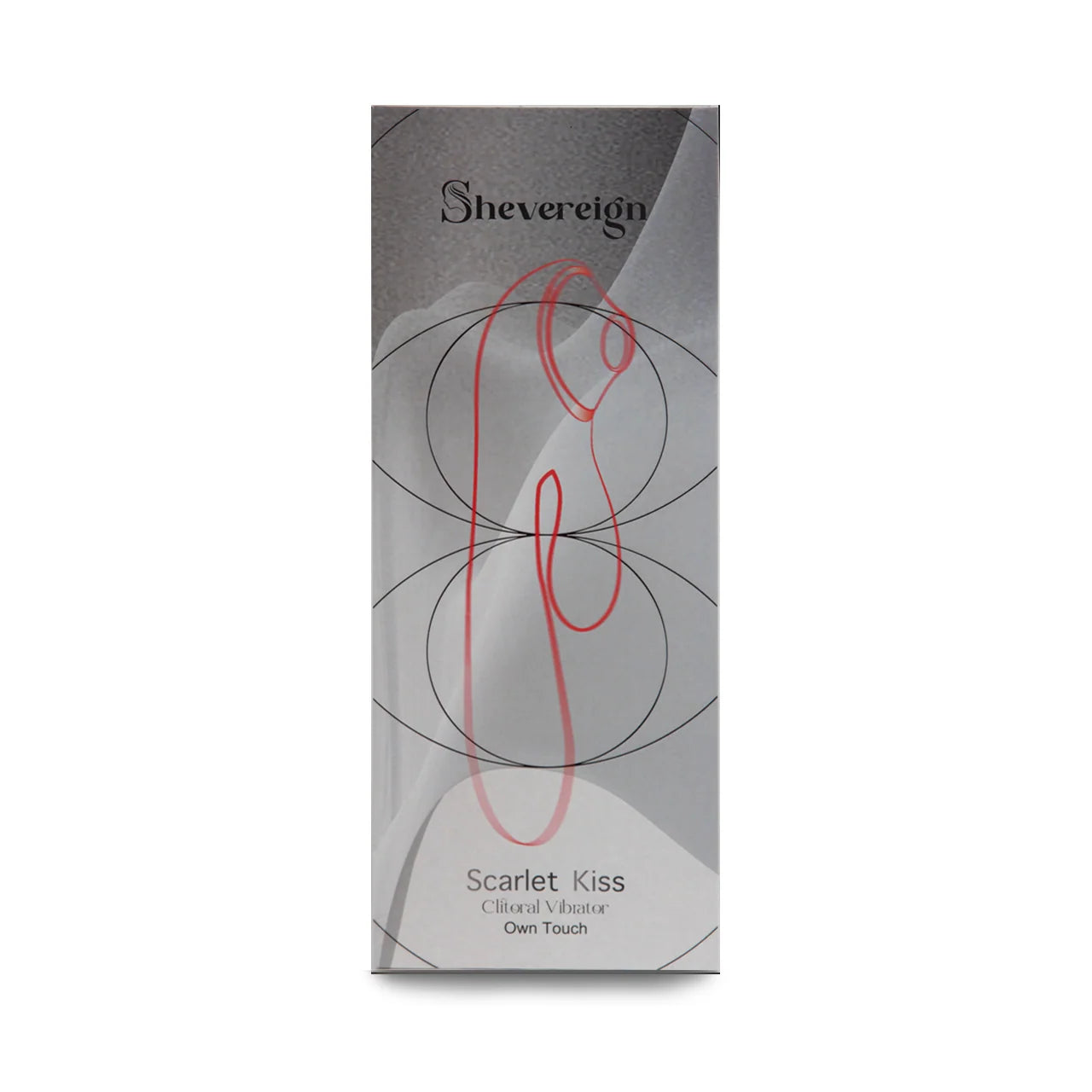 SHEVEREIGN Scarlet Kiss clit vibrator packaging box featuring the Own Touch collection design with sleek minimal lines and a refined red contour
