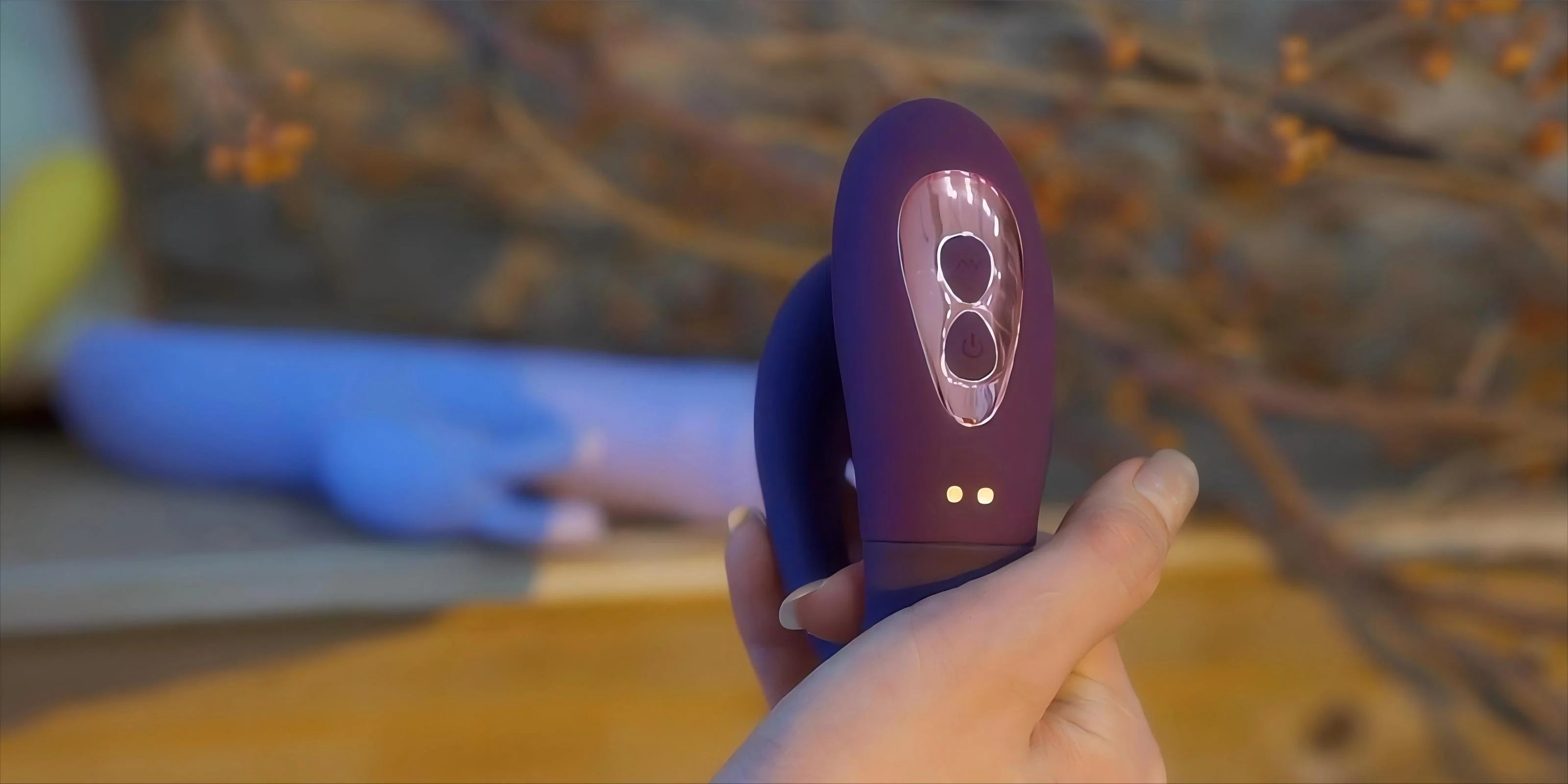 SHEVEREIGN Whisper Wear wearable vibrator video cover showcasing its deep violet design, soft wearable curve, and discreet intimate features