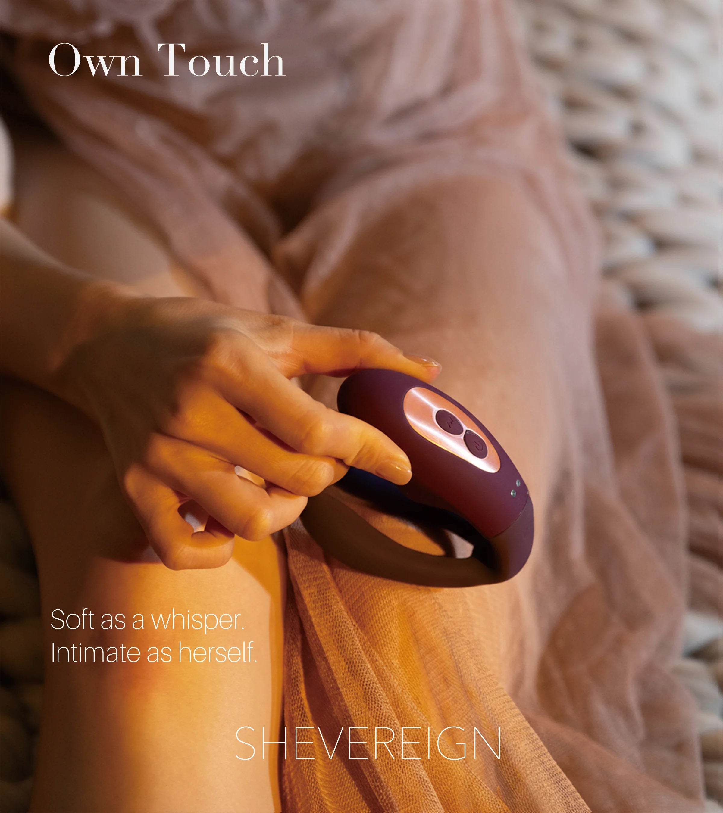 SHEVEREIGN Own Touch clit vibrator reflecting intimate softness, gentle elegance, and feminine connection within the OWN Collection